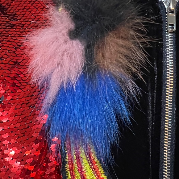 Sequin Bomber Jacket with Fur Accents - Picture 7 of 16